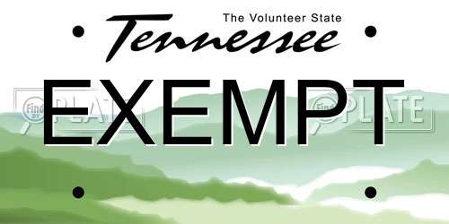 EXEMPT Tennessee License Plate