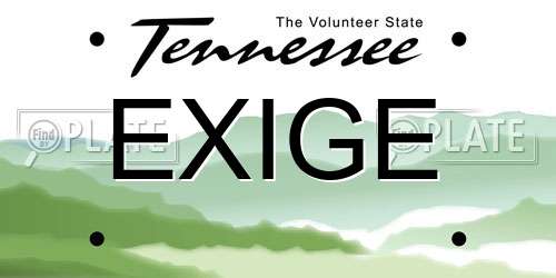 EXIGE Tennessee License Plate