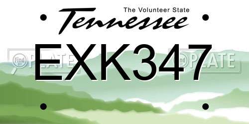 EXK347 Tennessee License Plate