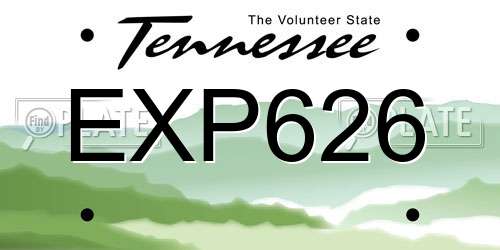 EXP626 Tennessee License Plate
