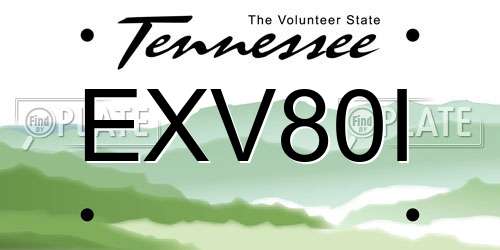 EXV80I Tennessee License Plate