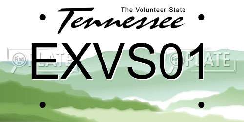 EXVS01 Tennessee License Plate