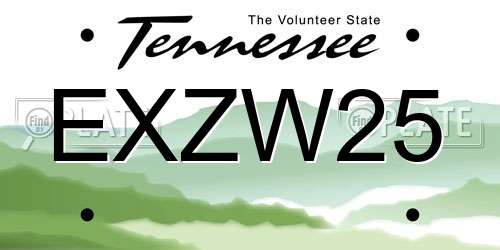 EXZW25 Tennessee License Plate