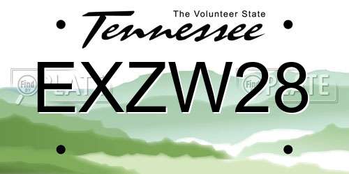 EXZW28 Tennessee License Plate