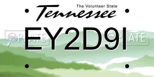 EY2D9I Tennessee License Plate