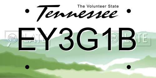 EY3G1B Tennessee License Plate