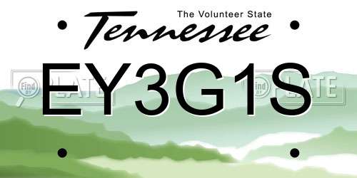 EY3G1S Tennessee License Plate