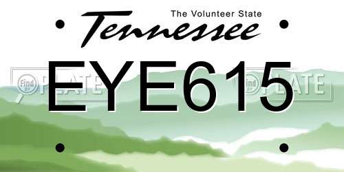 EYE615 Tennessee License Plate