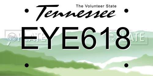 EYE618 Tennessee License Plate