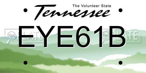 EYE61B Tennessee License Plate