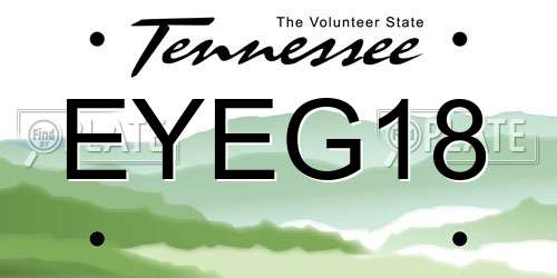EYEG18 Tennessee License Plate