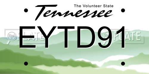 EYTD91 Tennessee License Plate