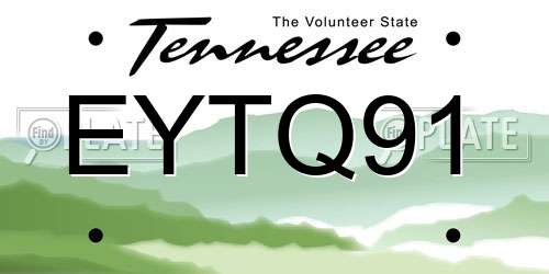 EYTQ91 Tennessee License Plate