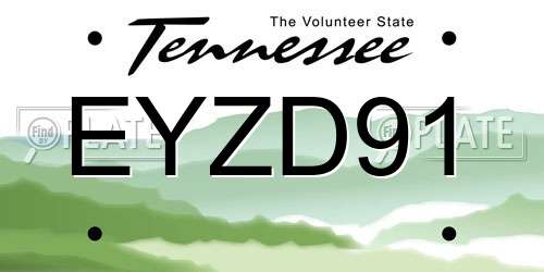 EYZD91 Tennessee License Plate