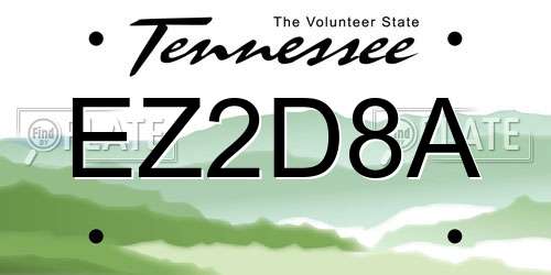 EZ2D8A Tennessee License Plate