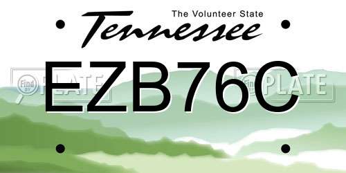 EZB76C Tennessee License Plate