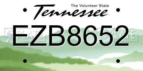 EZB8652 Tennessee License Plate