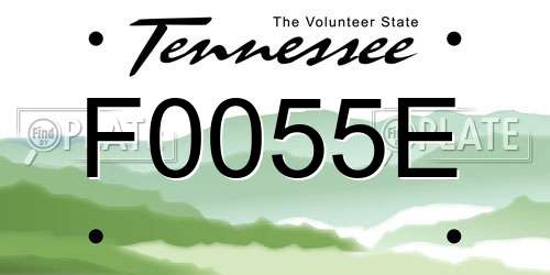 F0055E Tennessee License Plate
