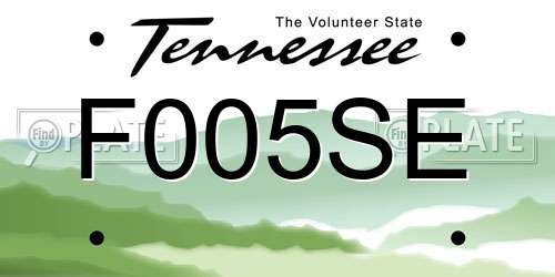 F005SE Tennessee License Plate