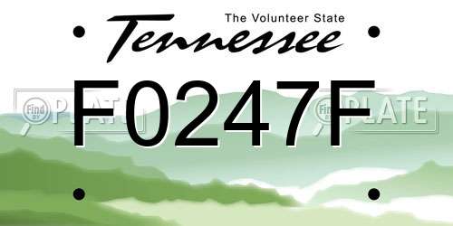 F0247F Tennessee License Plate