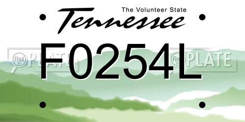 F0254L Tennessee License Plate