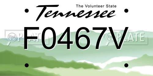 F0467V Tennessee License Plate