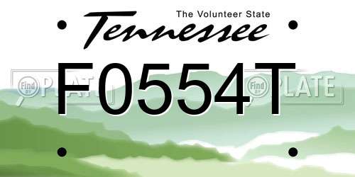 F0554T Tennessee License Plate