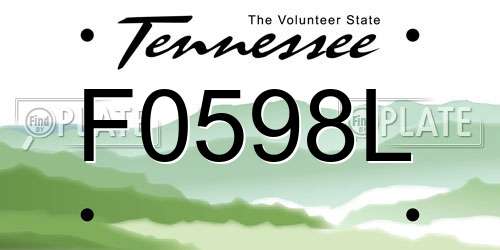 F0598L Tennessee License Plate