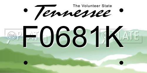 F0681K Tennessee License Plate