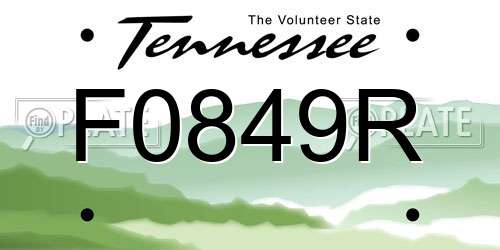 F0849R Tennessee License Plate