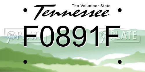 F0891F Tennessee License Plate