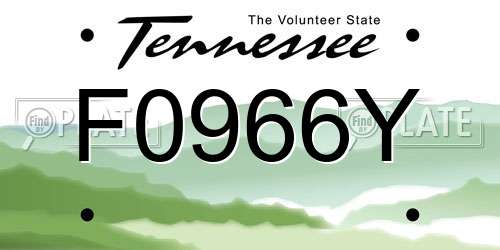 F0966Y Tennessee License Plate