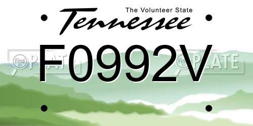F0992V Tennessee License Plate