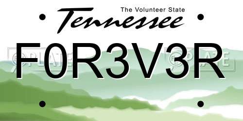 F0R3V3R Tennessee License Plate