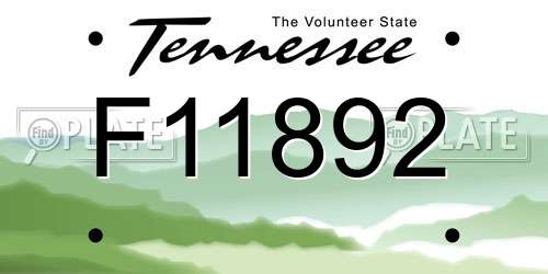 F11892 Tennessee License Plate