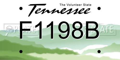 F1198B Tennessee License Plate