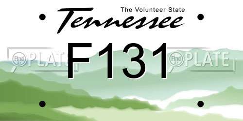 F131 Tennessee License Plate