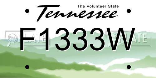 F1333W Tennessee License Plate