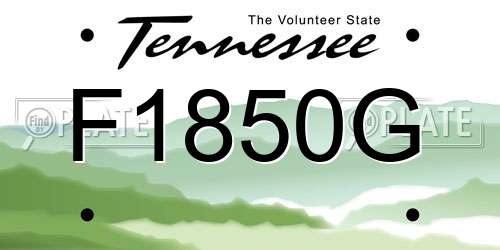 F1850G Tennessee License Plate