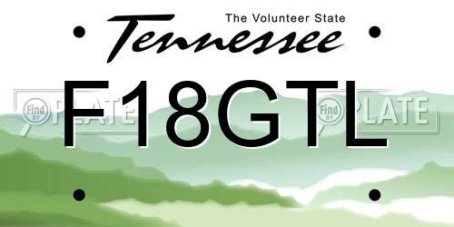 F18GTL Tennessee License Plate