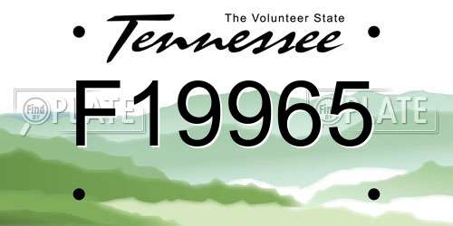 F19965 Tennessee License Plate