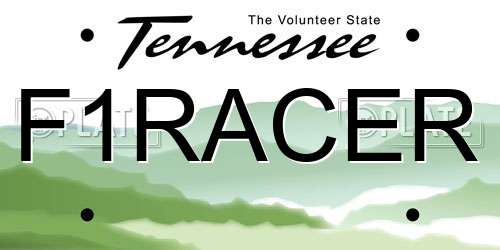 F1RACER Tennessee License Plate