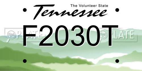 F2030T Tennessee License Plate