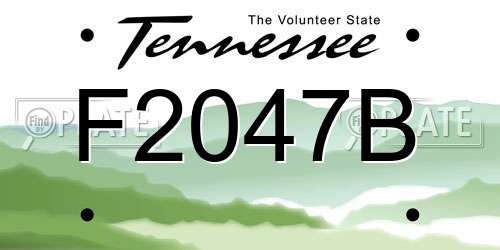 F2047B Tennessee License Plate