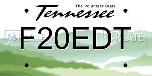 F20EDT Tennessee License Plate