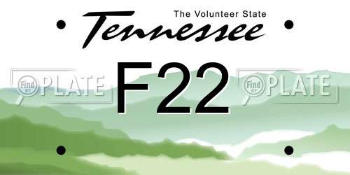 F22 Tennessee License Plate
