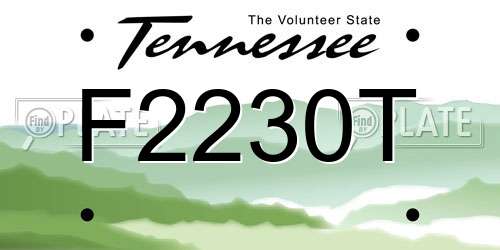 F2230T Tennessee License Plate