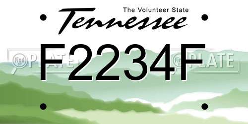 F2234F Tennessee License Plate