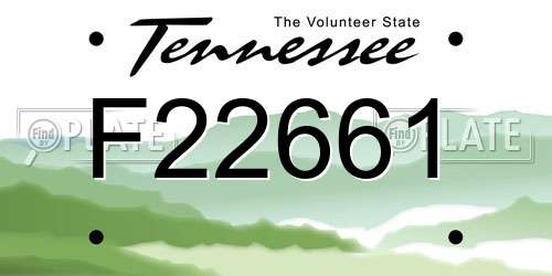F22661 Tennessee License Plate