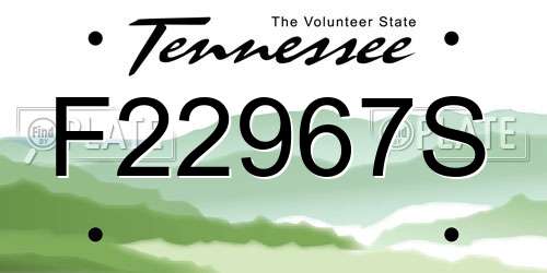 F22967S Tennessee License Plate